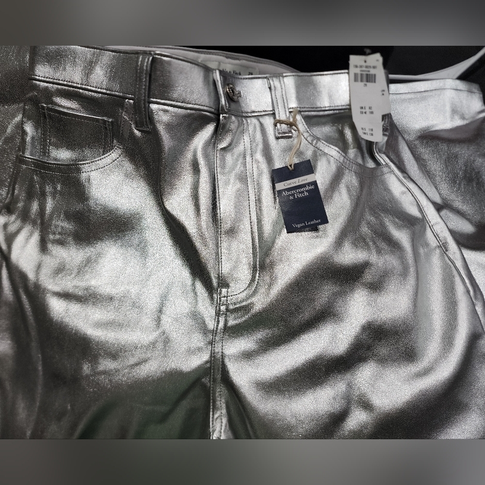 NWT Abercrombie and Fitch Shiny Silver pants just in time for‎ the holidays!!